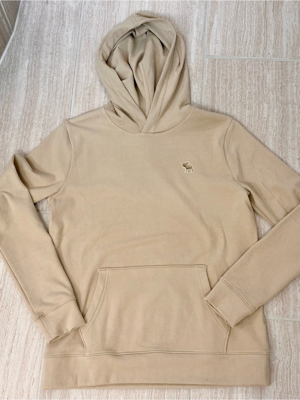 Abercrombie Kids Boys Beige Khaki Tan Knit Hoodie - like new - size 13/14